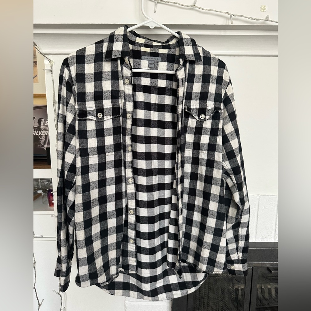 Black and White Checkered Men's Flannel Shirt